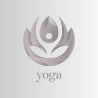 Yoga-Logo, Lotus mit Menschen, die Yoga-Logo für ein gesundes Geschäft machen vektor