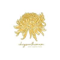 chrysantemenlogo, blumenlogo handgezeichnet. klassisches logo für schönheit, yogageschäft. vektor