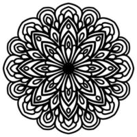 Blumenmandala mit schwarzem Umriss. vintage dekoratives element. dekorative runde gekritzelblume lokalisiert auf weißem hintergrund. geometrisches Kreiselement. vektor