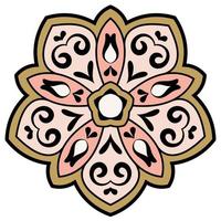 süßes buntes mandala. dekorative runde gekritzelblume lokalisiert auf weißem hintergrund. geometrische dekorative Verzierung im ethnischen orientalischen Stil. vektor