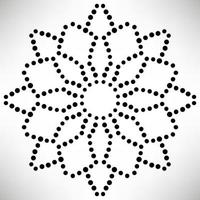 gepunktete Blumen-Mandala. dekoratives Element. dekoratives rundes Gekritzel lokalisiert auf weißem Hintergrund. geometrisches Kreiselement. vektor