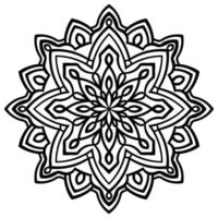 svart kontur blomma mandala. vintage dekorativa element. dekorativa runda doodle blomma isolerad på vit bakgrund. geometrisk cirkel element. vektor