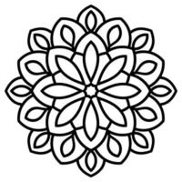 svart kontur blomma mandala. vintage dekorativa element. dekorativa runda doodle blomma isolerad på vit bakgrund. geometrisk cirkel element. vektor