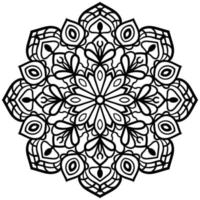 Umriss-Mandala. dekorative runde gekritzelblume lokalisiert auf weißem hintergrund. geometrisches Kreiselement. vektor