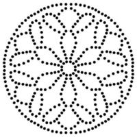 gepunktete Blumen-Mandala. dekoratives Element. dekoratives rundes Gekritzel lokalisiert auf weißem Hintergrund. geometrisches Kreiselement. vektor