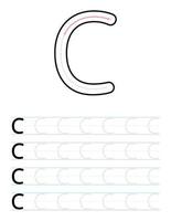 Arbeitsblatt zum nachzeichnen von großbuchstaben c für kinder vektor