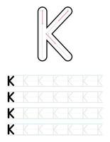 Arbeitsblatt zum nachzeichnen des großbuchstaben k für kinder vektor