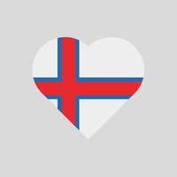 die Flagge der Färöer-Inseln in Herzform. Vektorsymbol der Färöer-Flagge isoliert auf weißem Hintergrund vektor
