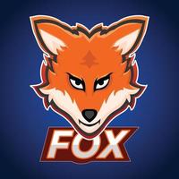 gaming logotyp räv, maskot djur aggressiv räv, varumärke maskot karaktär vektor