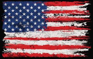 USA flagga bakgrund med nödställda och grunge stil vektor