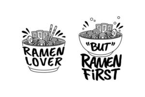 set samling av ramen udon nudel citat grafik, logotyp, etikett, märke och emblem vektor