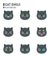 katt emoji platt ikonuppsättning. vektor