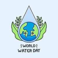 illustration av världens vattendag med söt jord vektor