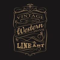 vintage label typografie westliche handgezeichnete rahmen t-shirt design vektoren