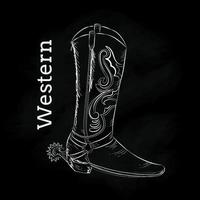 western boot hand rita svart tavla vintage vektorillustration vektor