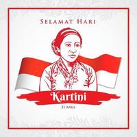 selamat hari kartini. översättning glad kartini dag. kartini är hjältarna för kvinnors utbildning och mänskliga rättigheter i Indonesien vektor