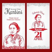 Selamat Hari Kartini. übersetzung happy kartini day. Kartini ist die Heldin der Frauenbildung und der Menschenrechte in Indonesien vektor