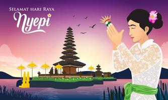 Selamat Hari Raya Nyepi. Übersetzung froher Tag der Stille nyepi. geeignet für grußkarte vektor