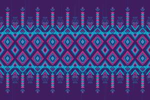 rosa und blaue blume auf lila. geometrisches ethnisches orientalisches Muster traditionelles Design für Hintergrund, Teppich, Tapete, Kleidung, Verpackung, Batik, Stoff, Vektorillustrationsstickereiart vektor