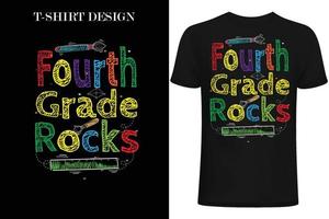 Rock-T-Shirt-Design der vierten Klasse. 1. Schultag T-Shirt-Design. vektor