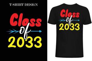 klass av 2035 t-shirtdesign. tillbaka till skolan t-shirt design. Första dagen i skolan t-shirt design vektor