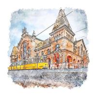 budapest ungarn aquarell skizze handgezeichnete illustration vektor