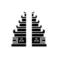 Pura-Lempuyang-Tempel-Glyphe-Symbol. indonesische religiöse orte. hinduistischer Candi Bentar Eingang mit geteiltem Tor. balinesische Sehenswürdigkeiten. Silhouettensymbol. negativer Raum. vektor isolierte illustration