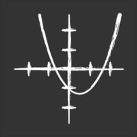 funktion graf krita ikon. kurvdiagram med ökande sektion och segmenterad stapel. trigonometristudie, geometridatapresentation. växande statistik. isolerade svarta tavlan vektorillustration vektor