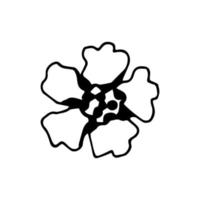 handritad enkel vektor skiss i svart kontur. abstrakt blomma, känsliga kronblad. för utskrifter, dekoration, skapa kort, inbjudningar, mönster.