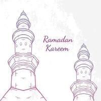 ramadan kareem illustration mit moscheekonzept. handgezeichneter skizzenstil vektor