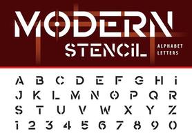 schablone moderne fette alphabet buchstaben und zahlen, minimale fette buchstaben schriftart für mode, futuristisch, technologie.