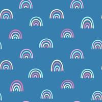 farbiges nahtloses muster des babys mit niedlichen regenbögen. kreativer vektorhintergrund für stoff, textil, babytapete. abstrakte Landschaft von Hügeln. Hand zeichnen vektor