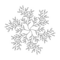 dekoratives florales Element. isoliertes Element. schneeflockenförmige Zweige. Strichzeichnungen vektor