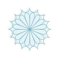 linearer Vektor isolierte Verzierung. eine einfache Schneeflocke, ein Wintermuster. Kontur blaue Blume.