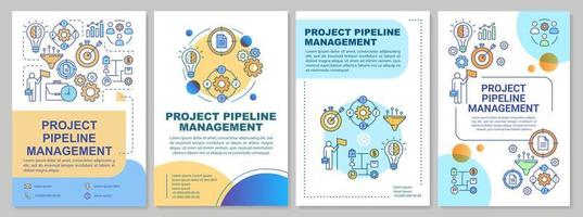 projekt pipeline management broschyr mall layout. flygblad, häfte, broschyrtryckdesign med linjära illustrationer. affärsutveckling. vektor sidlayouter för tidskrifter, årsredovisningar, affischer