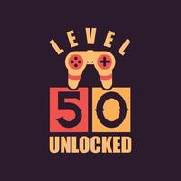 Level 50 freigeschaltet, 50. Geburtstag für Gamer vektor