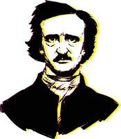 illustration av edgar allan poe. porträtt av en stor amerikansk författare och poet. illustration för en tatuering, webbplats, häfte, affisch, vykort. bild på vit bakgrund isolerade. rasterbild. vektor