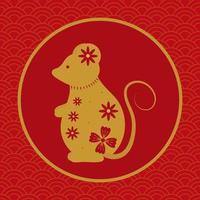 chinesisches tierzeichen goldene ratte vektor