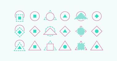 geometrische formen rosa und grüner broschürenelement-designsatz vektor