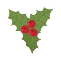 Holly bukett av röda vinter julbär på en gren med gröna blad. vektor clipart, isolerad illustration på en vit bakgrund. för ett julkort, banderoll, design eller inredning