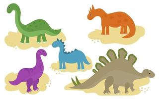 dinosauriersammlung im handzeichnungsstil. vektor isolierte illustration.