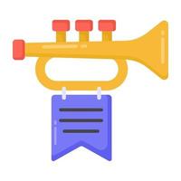 en militär trumpet, platt ikon av fanfar vektor