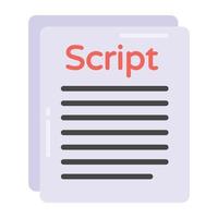 en platt redigerbar ikon för skriptdokument vektor