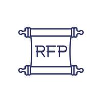 rfp-Liniensymbol mit Pergamentrolle vektor