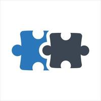 Puzzle, Lösung, Häkchen-Symbol auf weißem Hintergrund vektor