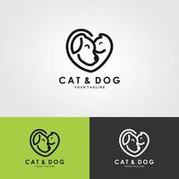 hund och katt logotyp design vektor. vektor