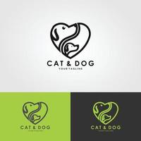 hund och katt logotyp design vektor. vektor