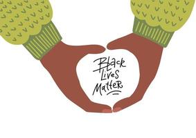 Black Lives Matter. afro-hände, die beschriftungszitat halten. vektor flache hand gezeichnete illustration