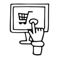 Shopping Self-Service-Kasse Vektor Kontur Umriss Illustration