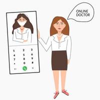 Symbolsatz für das Gesundheitskonzept von Online-Ärzten für Frauen. Arzt-Videoanrufe auf einem Smartphone. Medizinische Online-Dienste, medizinische Beratung. vektorillustration für website-zielseitenvorlagen vektor